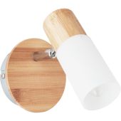 Brilliant Babsan 51410/50 wandspot van bamboe hout met wit kunststof smal kapje