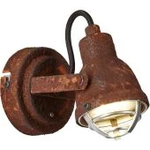 Brilliant Bente 26310/60 roestig wandspotje met stalen rooster voor een GU10 lamp en zwart strijkijzer snoer
