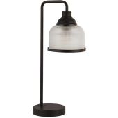 Searchlight Highworth EU1351-1BK zwarte tafellamp met holofaan glas