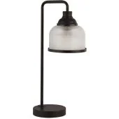 Searchlight Highworth EU1351-1BK zwarte tafellamp met holofaan glas