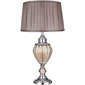 Searchlight Greyson EU3721AM chroom met amber glas en bruine kap tafellamp