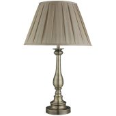 Searchlight Flemish EU4023AB bronzen tafellamp met grijs textiel