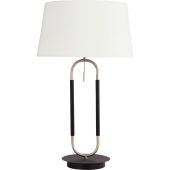 Searchlight Jazz EU41431SS zwart witte tafellamp met trekschakelaar