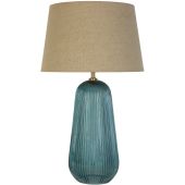 Searchlight Cameo EU44652AZ blauwe tafellamp met linnen kap