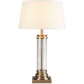 Searchlight Pedestal EU5141AB glazen tafellamp met creme kap