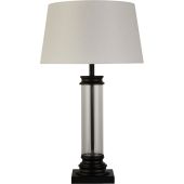 Searchlight Pedestal EU5141BK glazen tafellamp met creme kap
