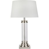 Searchlight Pedestal EU5141SS glazen tafellamp met creme kap