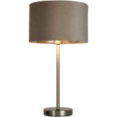 Searchlight Finn USB EU58911TA tafellamp met USB en taupe fluwelen kap