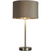 Searchlight Finn USB EU58911TA tafellamp met USB en taupe fluwelen kap