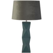 Searchlight Chatham EU60064BL blauwe tafellamp met grijs fluwelen kap