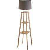 Searchlight Shelf EU60075 houten vloerlamp met grijze kap