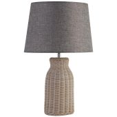 Searchlight Lido EU60090WH bamboe tafellamp met grijze kap van textiel