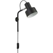 Searchlight Conical EU60228BK zwarte wandlamp met snoer en stekker