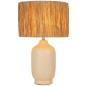 Searchlight Divine EU60246CR creme tafellamp met raffia kap