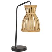 Searchlight Malaga EU60256 zwarte tafellamp met bamboe kap
