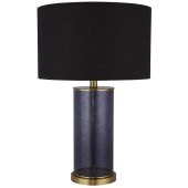 Searchlight Liberty EU60715BL blauw glazen tafellamp met zwarte kap