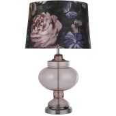 Searchlight Sanderson EU60875 rozeglazen tafellamp met bloemenmotief kap