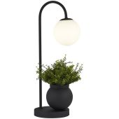 Searchlight Lunar EU61221BK zwarte tafellamp met plantenbakje