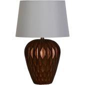 Searchlight Rosetta EU61420BZ tafellamp van brons resin en wit linnen
