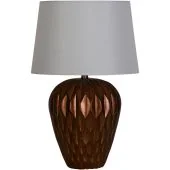Searchlight Rosetta EU61420BZ tafellamp van brons resin en wit linnen