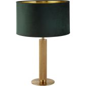 Searchlight London EU65721GR geribbeld messing tafellamp met groen fluwelen kap