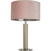 Searchlight London EU65721PI geribbeld metalen tafellamp met roze fluwelen kap