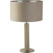Searchlight London EU65721TA geribbelde tafellamp met taupe fluwelen kap