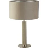 Searchlight London EU65721TA geribbelde tafellamp met taupe fluwelen kap