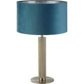 Searchlight London EU65721TE geribbelde tafellamp met blauwgroene fluwelen kap