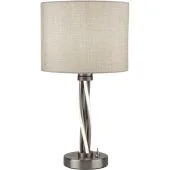 Searchlight Vegas EU7564SS stalen tafellamp met ivoor kleurige jute kap