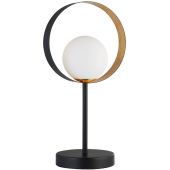 Searchlight Orbital EU8141BGO zwart met goudkleurige tafellamp met opaal glas