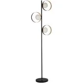 Searchlight Orbital EU8143BGO zwart met goudkleurige vloerlamp en opaal glas