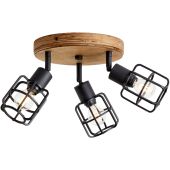 Brilliant Gwen 99760/66 zwart stalen spot met hout