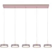 Freelight Alieno H3405C creme kleurige langwerpige hanglamp met vijf schijfvormige pendels