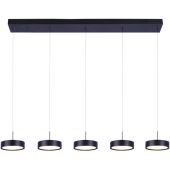 Freelight Alieno H3405Z zwarte langwerpige hanglamp met vijf schijfvormige pendels