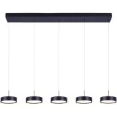 Freelight Alieno H3405Z zwarte langwerpige hanglamp met vijf schijfvormige pendels
