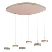 Freelight Alieno H3466C creme kleurige hanglamp met ovale plafondplaat en zes pendels