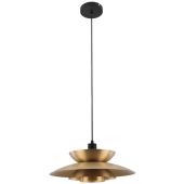 Freelight Muschio H3838BG zwarte hanglamp met gelaagde goudkleurige kap