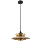 Freelight Muschio H3838BG zwarte hanglamp met gelaagde goudkleurige kap