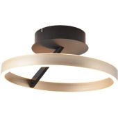 Freelight Pilota PL0940BG zwarte plafonnière met goudkleurige cirkelvormige lichtgevende ring