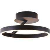 Freelight Pilota PL0940Z zwarte plafonniere met ringvormige lichtgevende rand zijaanzicht