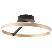 Freelight Pilota PL0955BG zwarte plafonnière met goudkleurige cirkelvormige ring