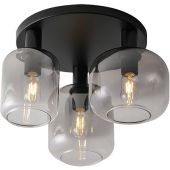 Freelight Vario PL2633SK zwarte plafondlamp met rookglas