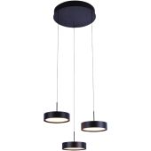 Freelight Alieno PL3433Z zwarte hanglamp met drie schijfvormige pendels en een ronde plafondplaat