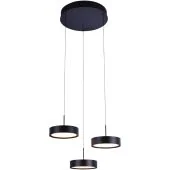 Freelight Alieno PL3433Z zwarte hanglamp met drie schijfvormige pendels en een ronde plafondplaat