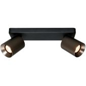 Freelight Strano PL3621GM zwarte plafondbalk met twee gunmetal kleurige spot voor GU10