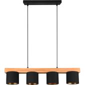 Trio Cameron R30654002 houten hanglamp met zwarte kapjes