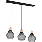 Trio Valeria R31283032 zwarte hanglamp met hout