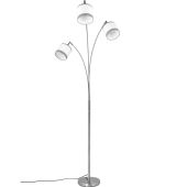 Trio Davos R41553006 chromen vloerlamp met witte kapjes van textiel