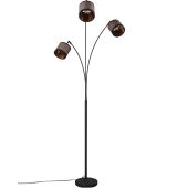 Trio Davos R41553041 zwarte vloerlamp met kapjes van taupe textiel